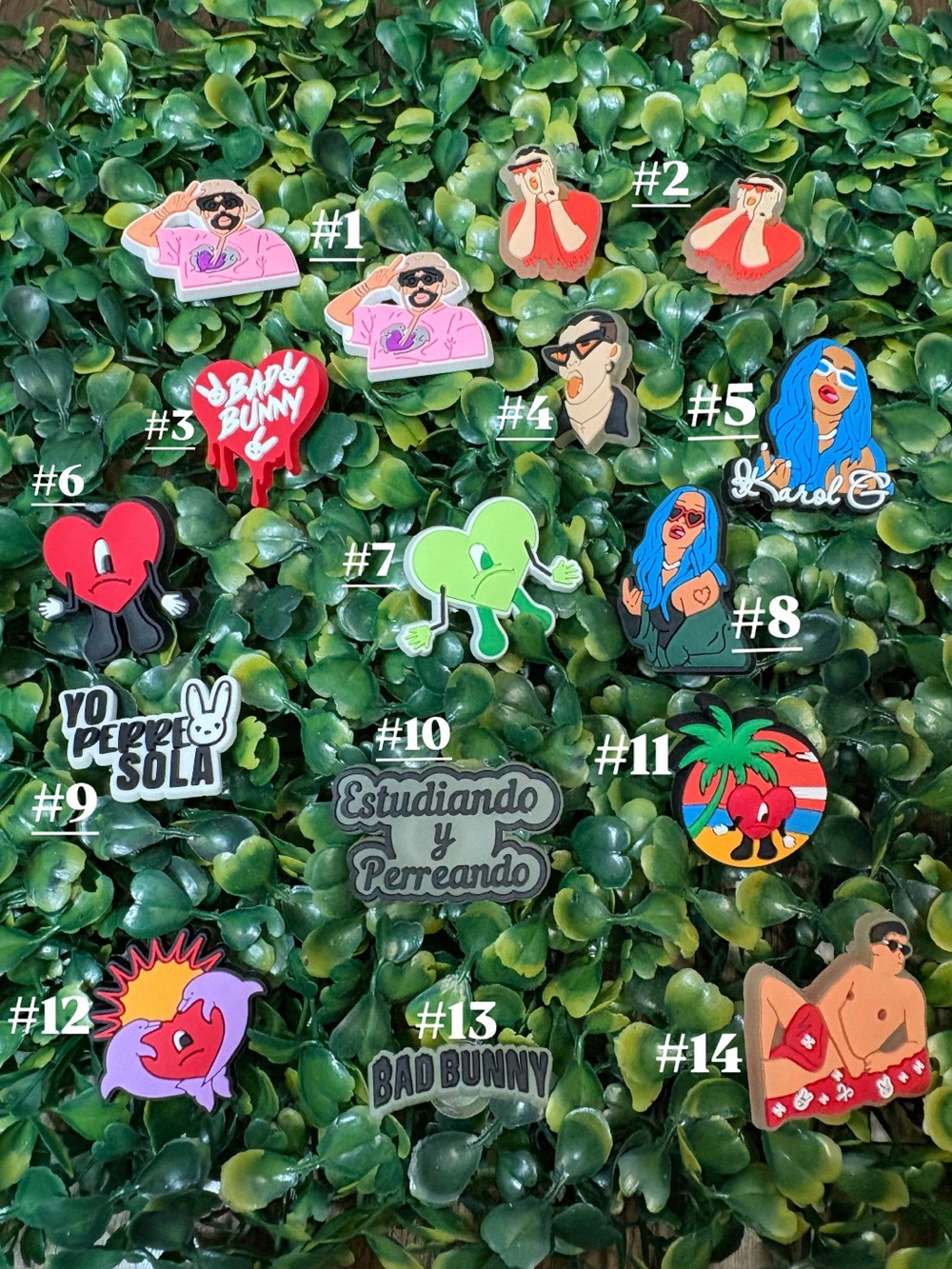 CROCS Bad Bunny Jibbitz Pins - Blue, Green, Red, Pink, Black